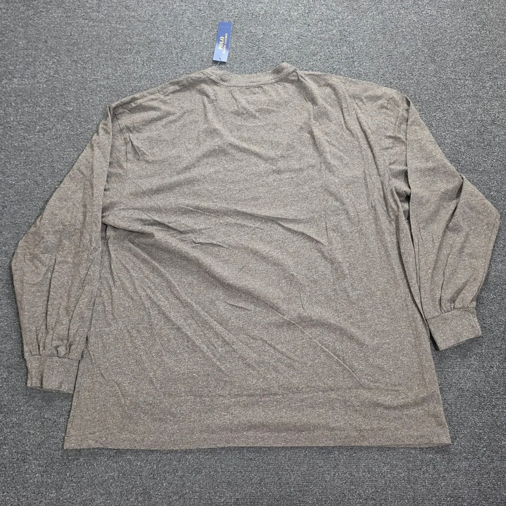 Polo Ralph Lauren Pocket T-Shirt Mens 2XB Brown Heather Long Sleeve Logo New